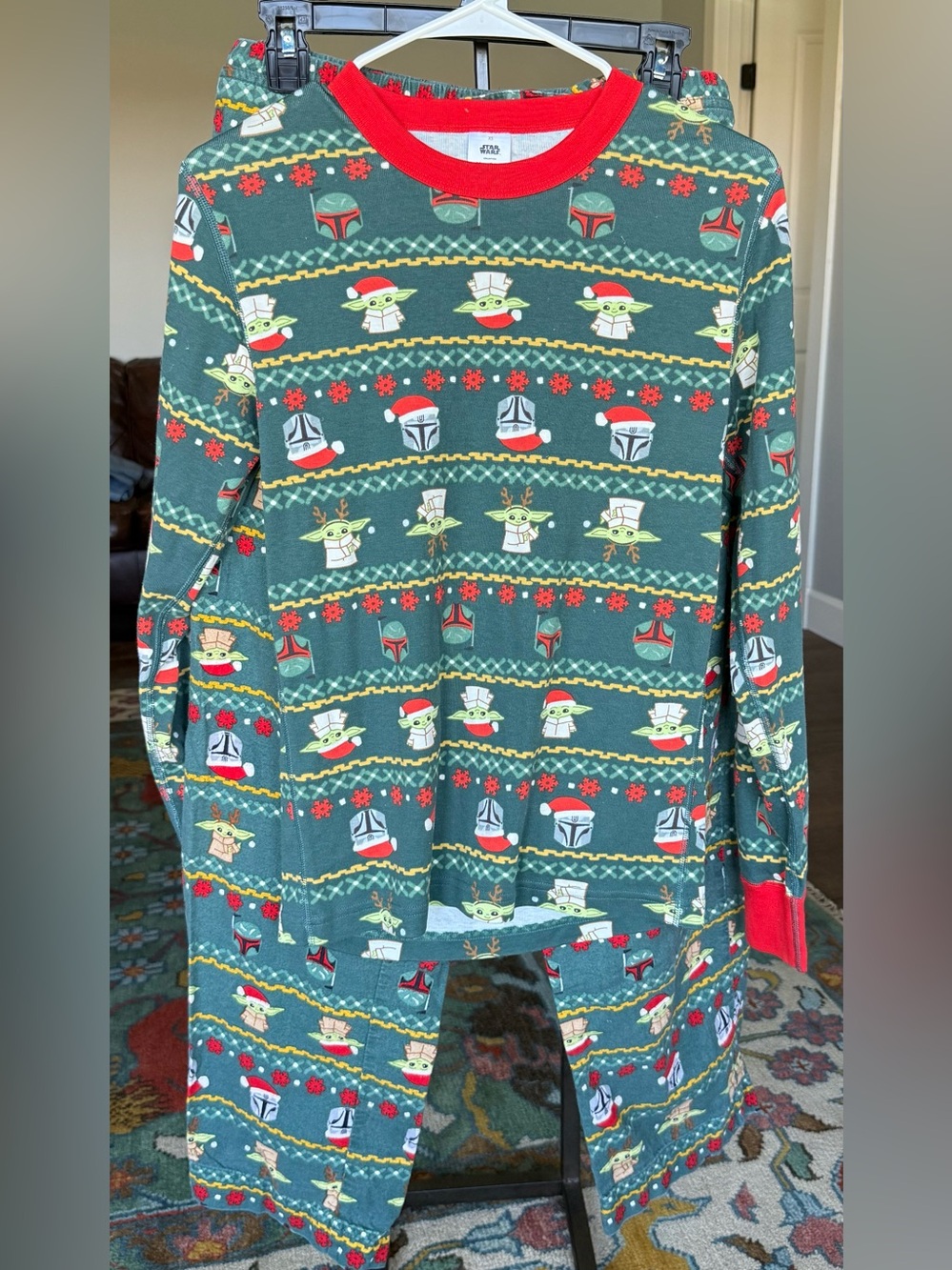 Hanna Andersson Adult or Kids Green Star Wars Holiday Grogu Pajamas, Adult XS/S